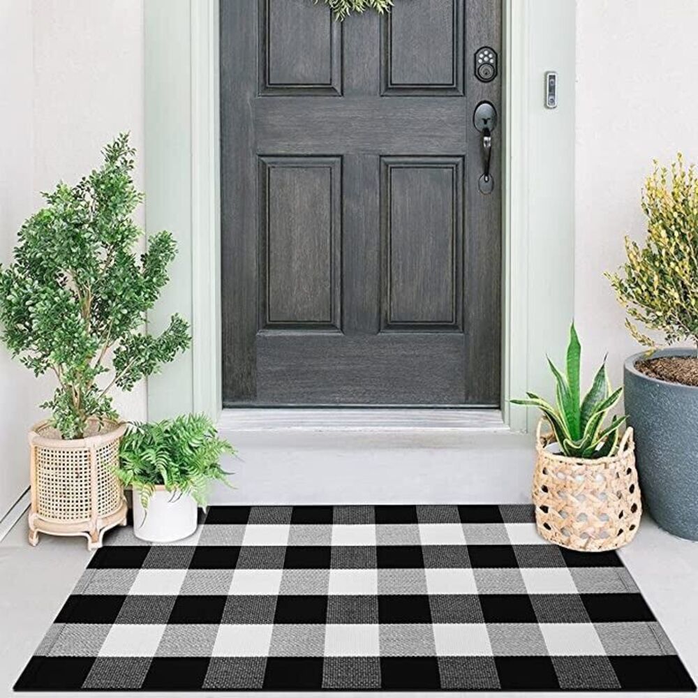 Black and White Buffalo Check Door Mat - Home Accents